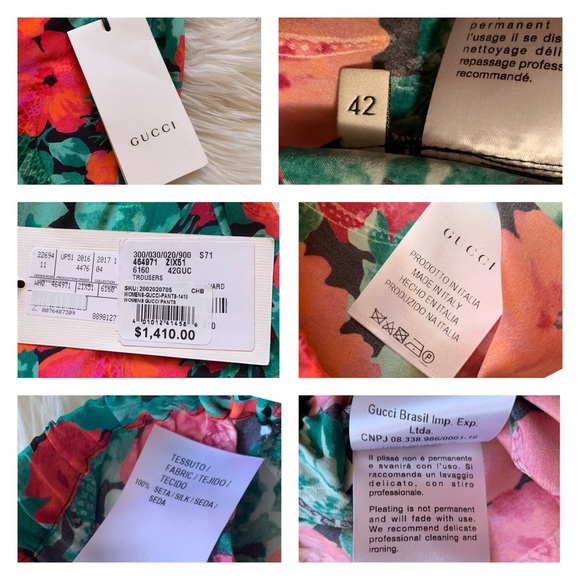 New! GUCCI 100% Silk Floral Snake Print Brocade Pants - Picture 11 of 11